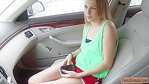 Pretty amateur blonde teen 18+ Jenna Marie boned in the car
