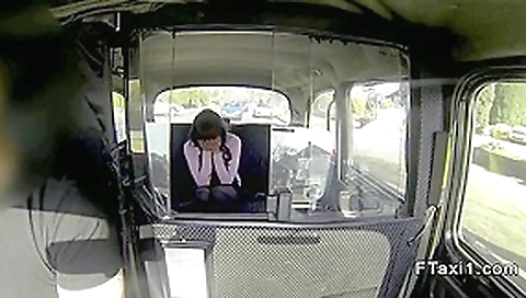 Cheated British babe fucked from behind in fake taxi