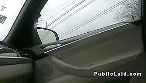 Russian amateur fucking in the car in public pov