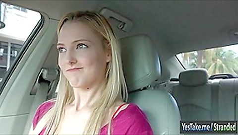 Busty amateur blonde teen 18+ Mila Evans pussy fucked in the car