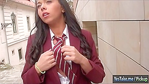 Tricia teen 18+ flashes tits and fucked for money