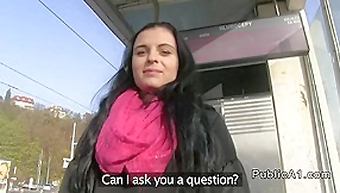 Busty amateur banged in the car in public