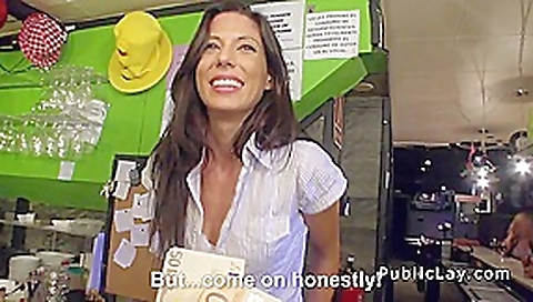 Waitress fucking in public bar for cash
