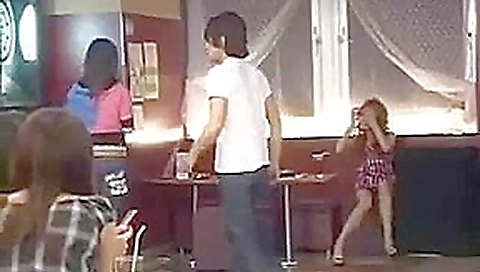 Flashing playing darts Japanese