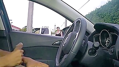 Unfamiliar woman helps to masturbate dick