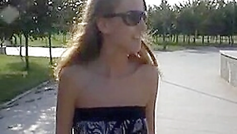 Cutie shows her delicious curves in public