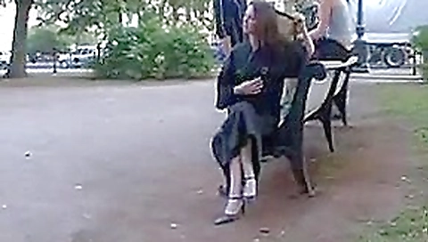 Naughty in public Girl in a matrix coat flashing in the park