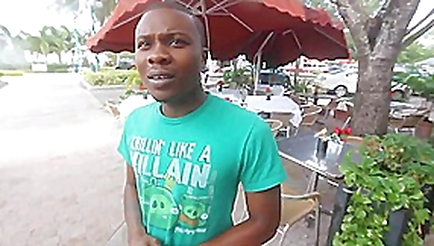 Hot, busty redhead stuffed with black cock outdoors