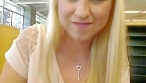 Coed squirts in the library