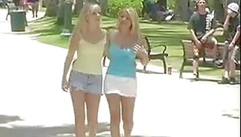 two Hot Blonde teens 18+ Flash & Play In Public!
