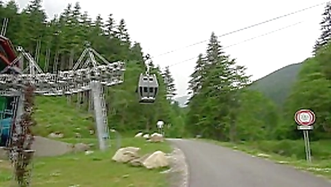 walking up the mountain.