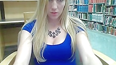 she show bobs and panties and take off the bra in public library
