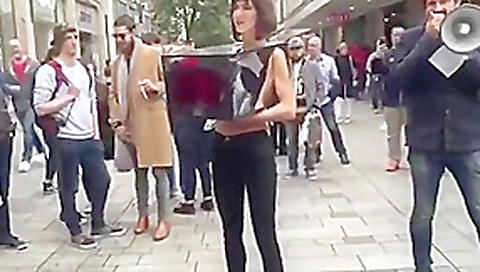 Milo moire lets strangers touch her in public Milo moire lets strangers touch her in public