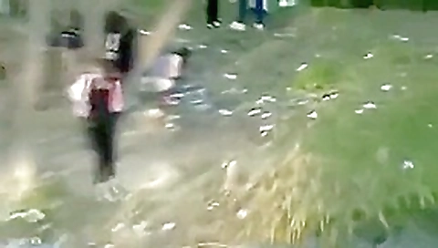 Spanish girls pee on public