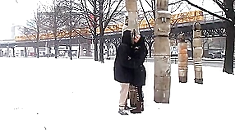 Mareen Deluxe - Public Interracial in the snow