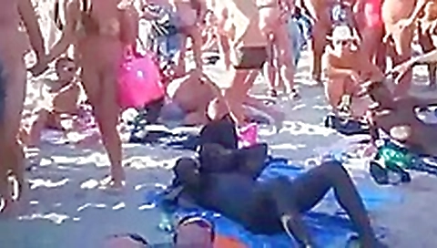 Nude Beach - More Antics at Cap d'Agde - Group Sex