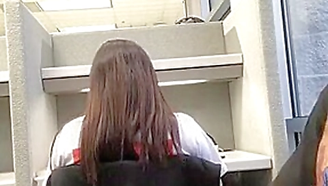 Public dick flash & cumshot in library