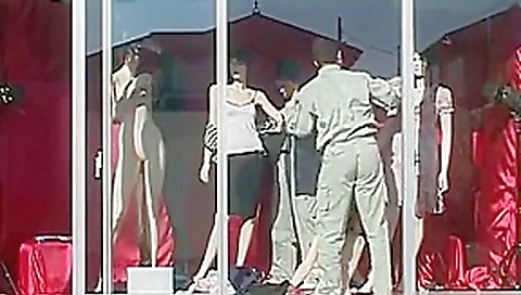 【time stop】naked japanese girls posingnaked in a store window(manekin)