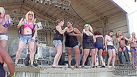 Sporty Young Girls Wet Tshirt Boob Contest at Abate 2014 Biker Rally Algona Iowa - NebraskaCoeds
