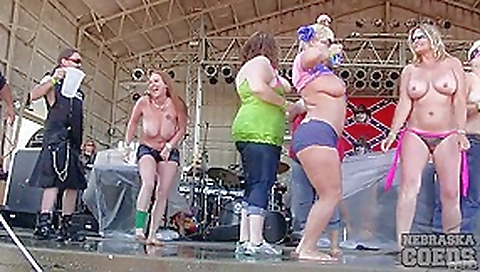 Big Fake twins Saturday Contest at Abate 2014 Algona Iowa Biker Rally - NebraskaCoeds Big Fake twins Saturday Contest at Abate 2014 Algona Iowa Biker Rally - NebraskaCoeds