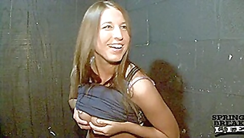 Hot Brunette Coed with Perfect Tits Masturbates in the Club Bathroom - SpringbreakLife