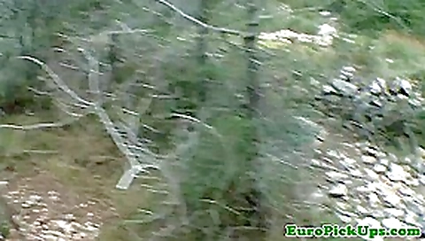 Pickedup euro outdoors bouncing booty on cock