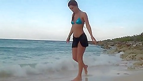 Footjob at the beach