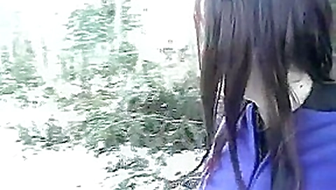 Tasha walking on the trail and drinking piss