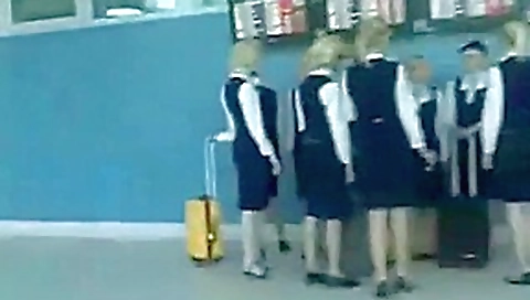 Busty stewardess gives handjob on bus, takes cumshot Busty stewardess gives handjob on bus, takes cumshot