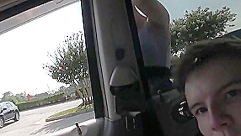 Public car blowjob in a mall parking lot