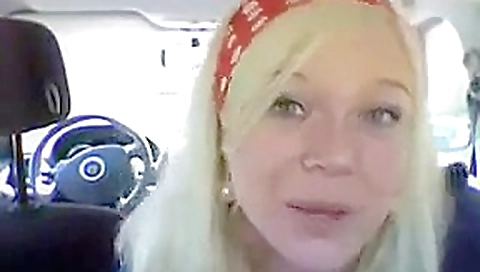 Norwegian blonde masturbating in her car