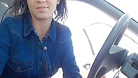 Girl gets naked outside of her car