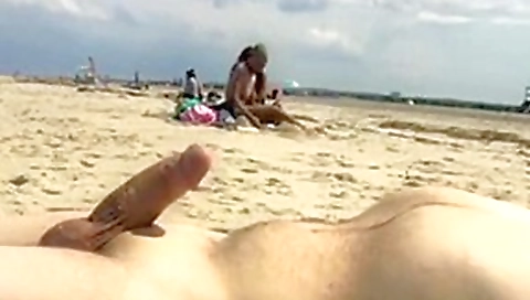 Beach dickflash #10 with cumshot
