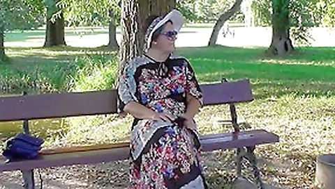 Hairy mature in transparent dress