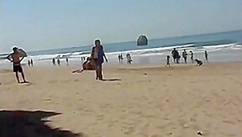 Horney blonde on the beach