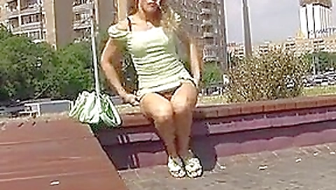 Girl flasher up skirt in public