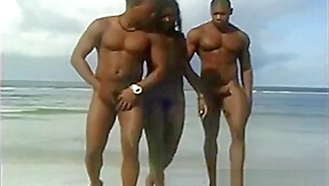 Nude Beach - Hot Ebony MMF Island Threesome