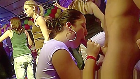 Shy amateur girls sucking cock in the disco