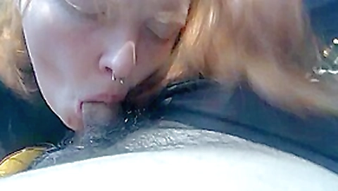 Sloppy redhead love choking on Step daddy’s dick