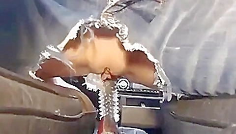 Pussy riding gear shifter with spiked rubber. Squirting in car! Pussy riding gear shifter with spiked rubber. Squirting in car!