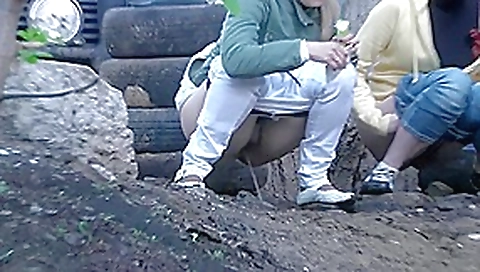 Girls desperate public peeing. Outdoor spy pee