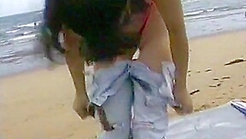 Extreme swimsuit at the beach behind mie university