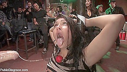 Beautiful Brunnette, Jade Indica, Is Bound And Fucked In A Crowded Bar - PublicDisgrace
