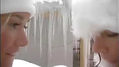 Lesbian in winter nature