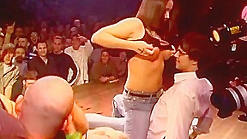 Blonde babe in a wet t-shirt contest