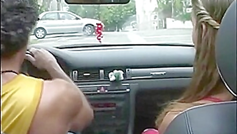 Blowjob in car on the highway