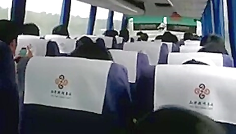 Girl masturbating on a bus