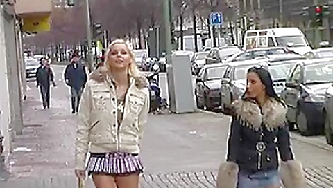 Tall blonde and small brunette lesbians in public Tall blonde and small brunette lesbians in public