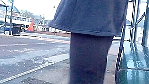 Tranny daring public bus station Tranny daring public bus station