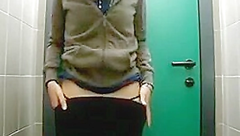 College girl masturbates in public bathroom